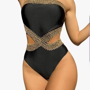 Milumia Women's Strapless One Piece Cut Out Swimsuit